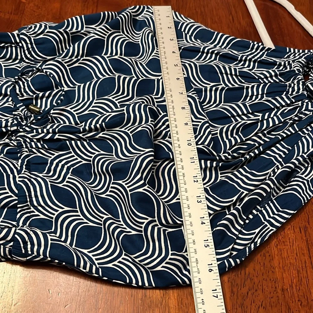 Escapada blue white geometric print jumpsuit size XS